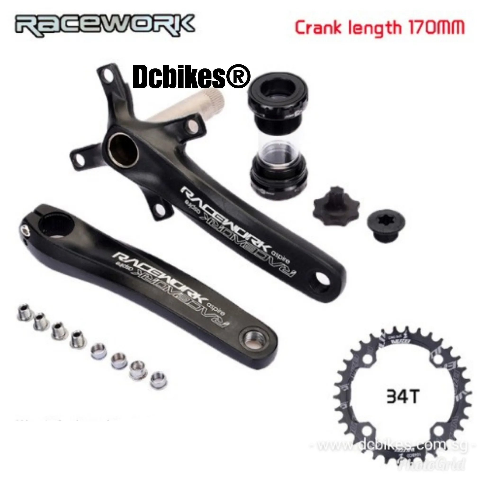 Racework MTB Hollowtech Crank   Narrow Wide Chain Ring   Bottom Bracket BB