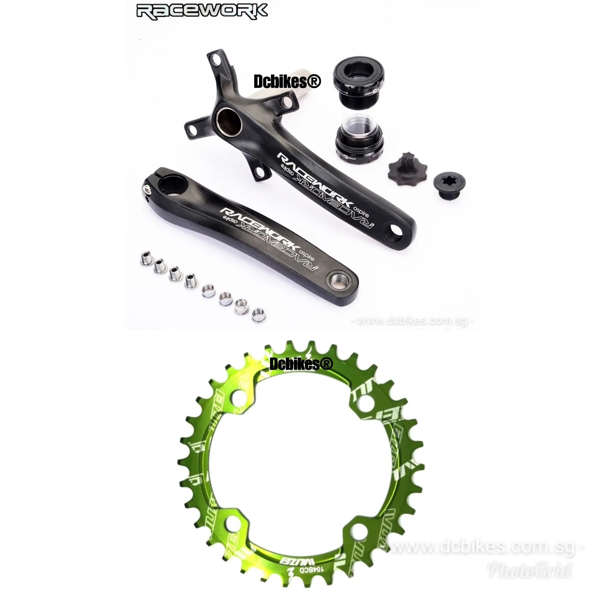 Racework MTB Hollowtech Crank   Narrow Wide Chain Ring   Bottom Bracket BB