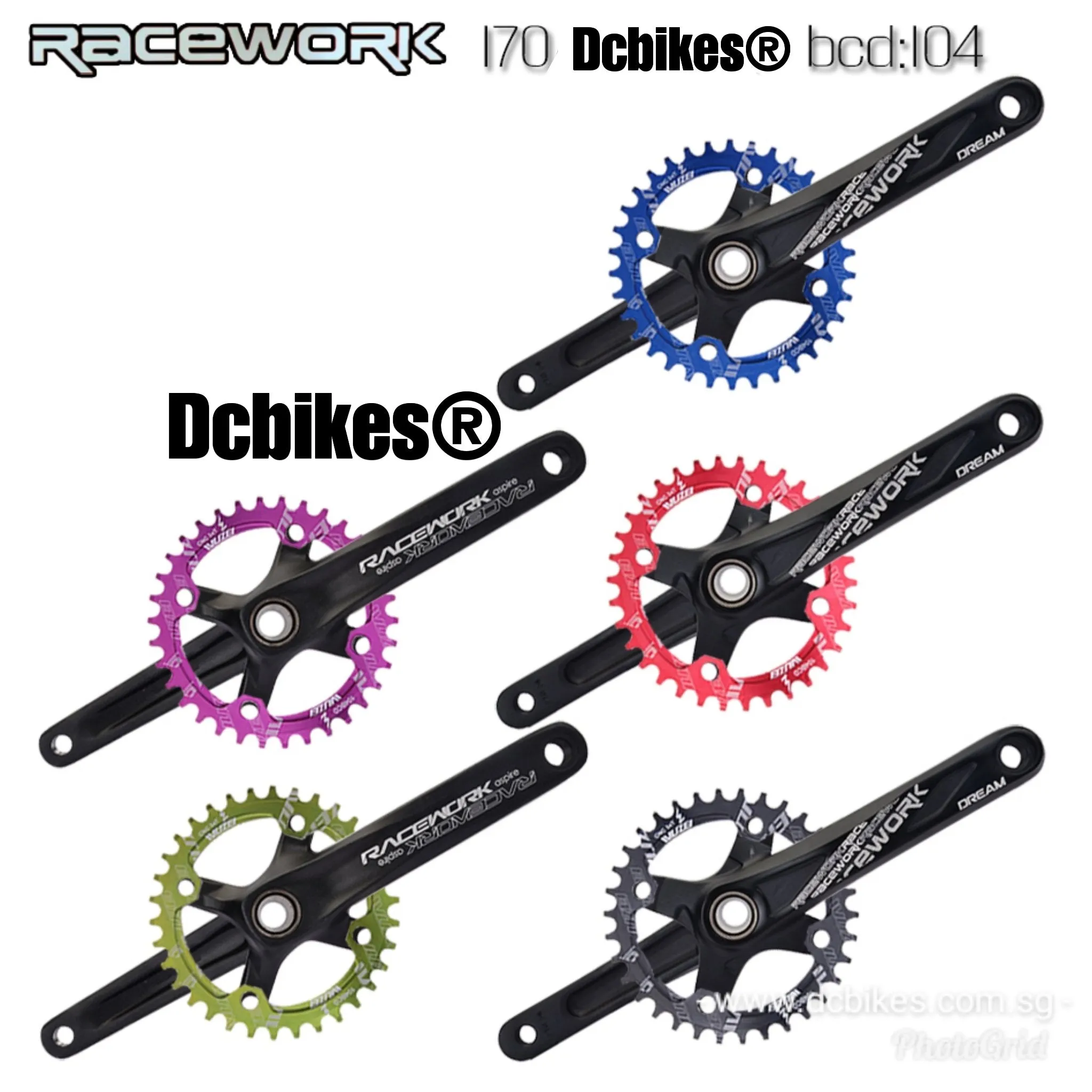 Racework MTB Hollowtech Crank   Narrow Wide Chain Ring   Bottom Bracket BB