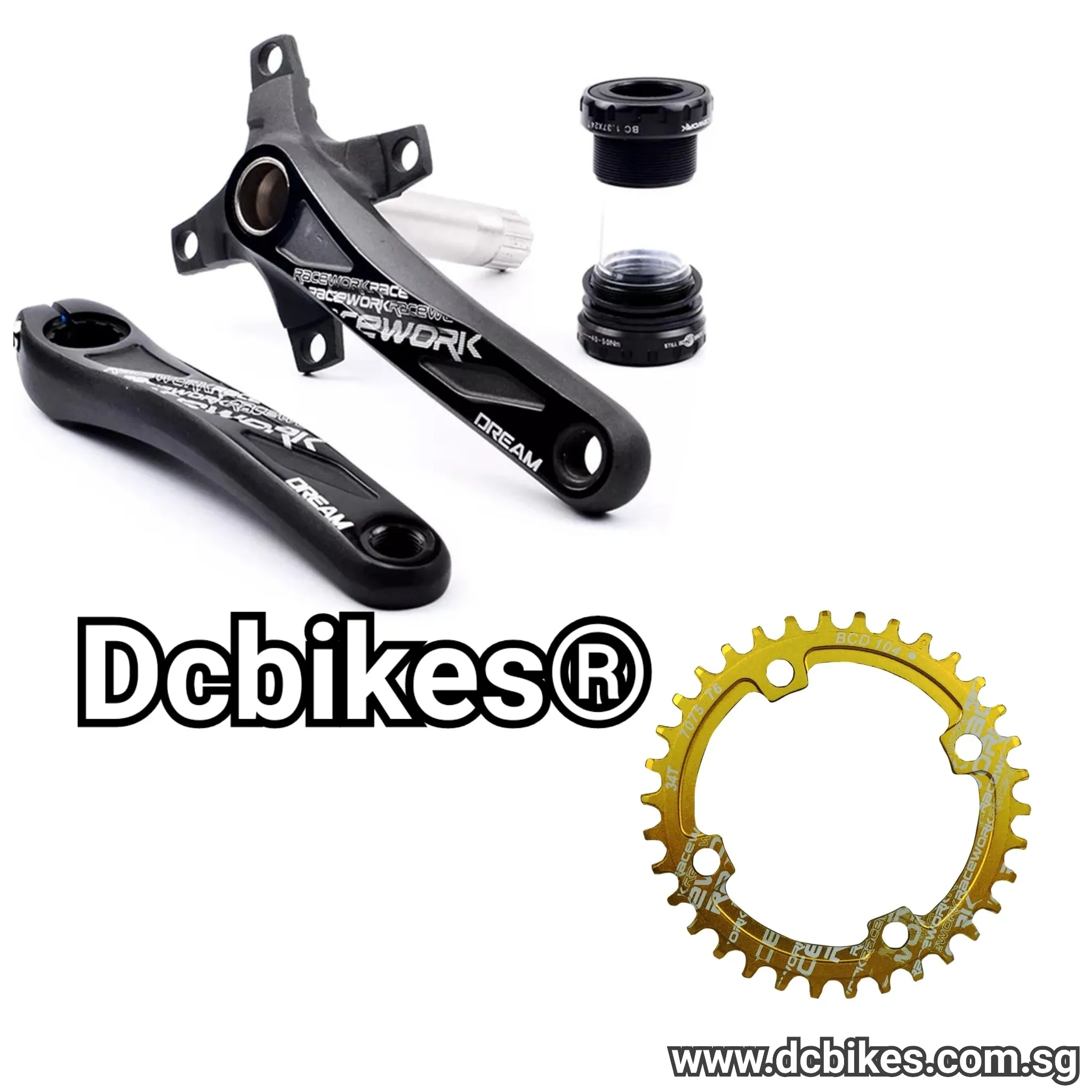 Racework MTB Hollowtech Crank   Narrow Wide Chain Ring   Bottom Bracket BB