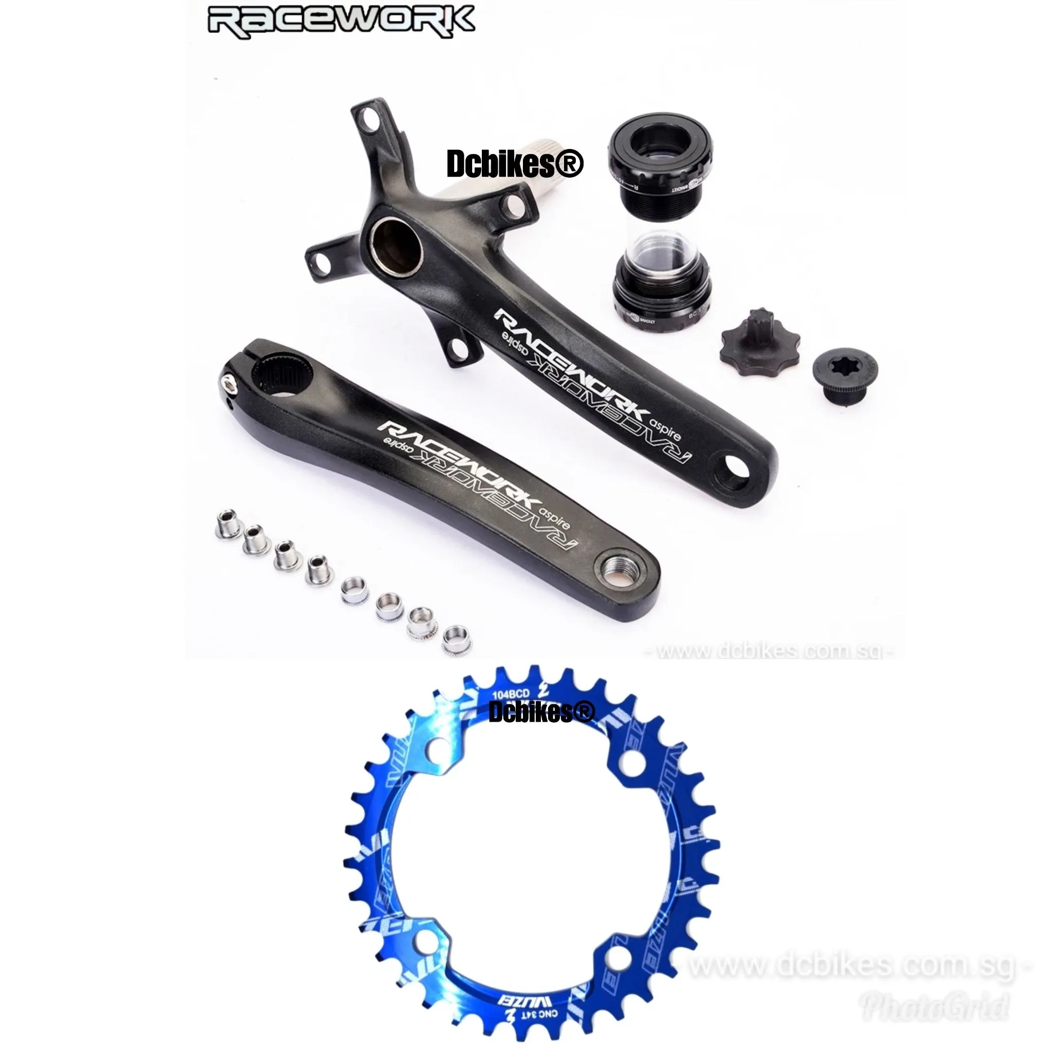 Racework MTB Hollowtech Crank   Narrow Wide Chain Ring   Bottom Bracket BB