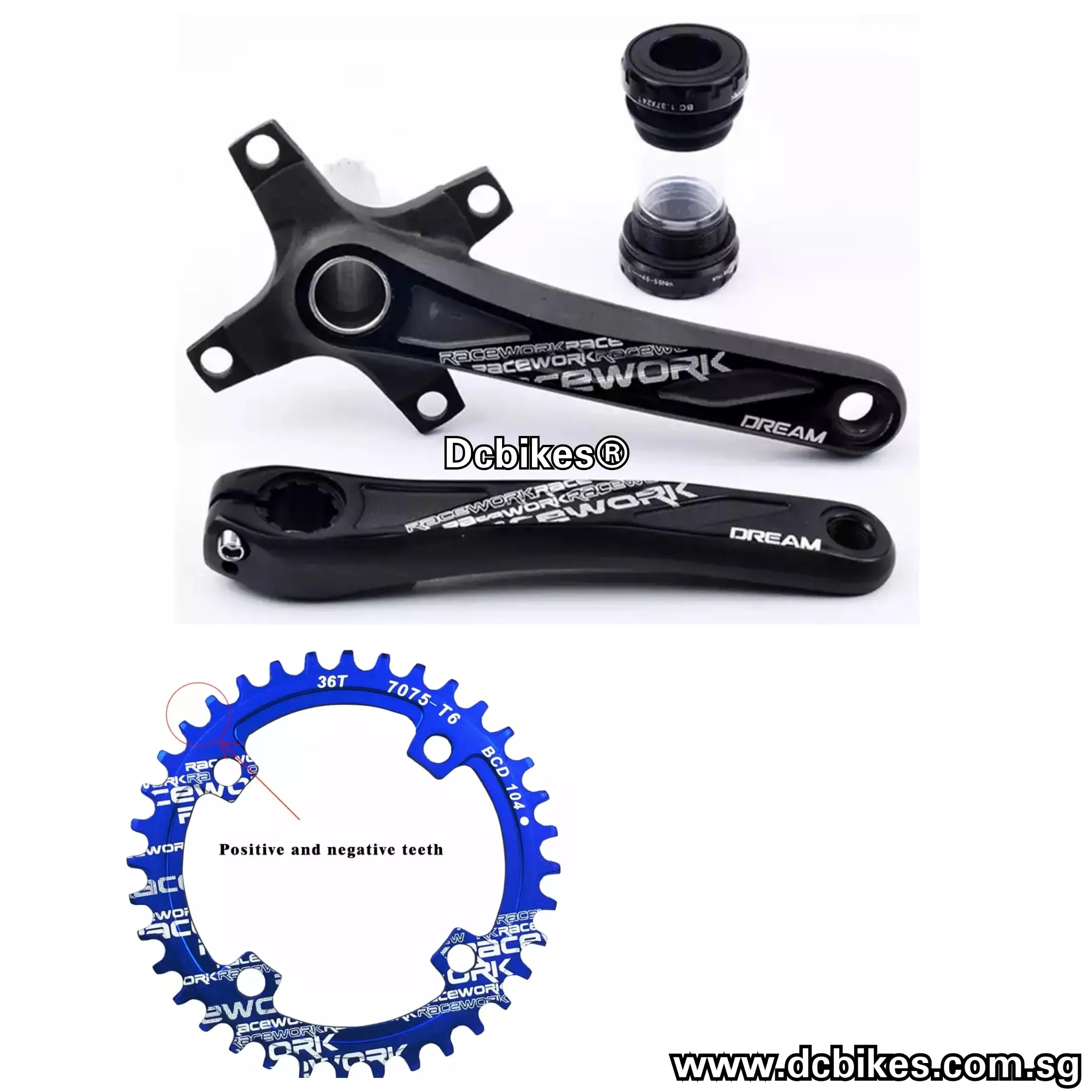 Racework MTB Hollowtech Crank   Narrow Wide Chain Ring   Bottom Bracket BB