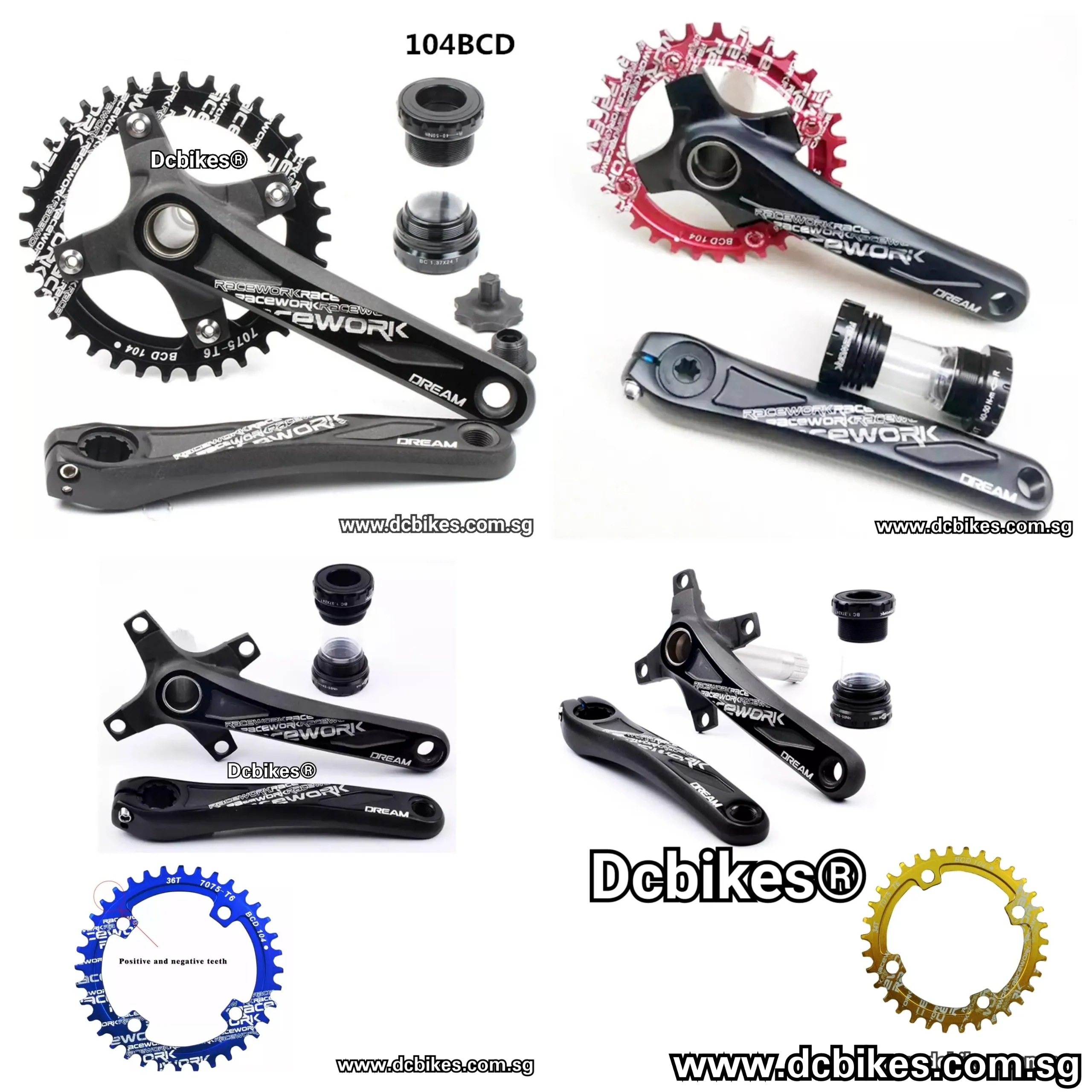 Racework MTB Hollowtech Crank   Narrow Wide Chain Ring   Bottom Bracket BB