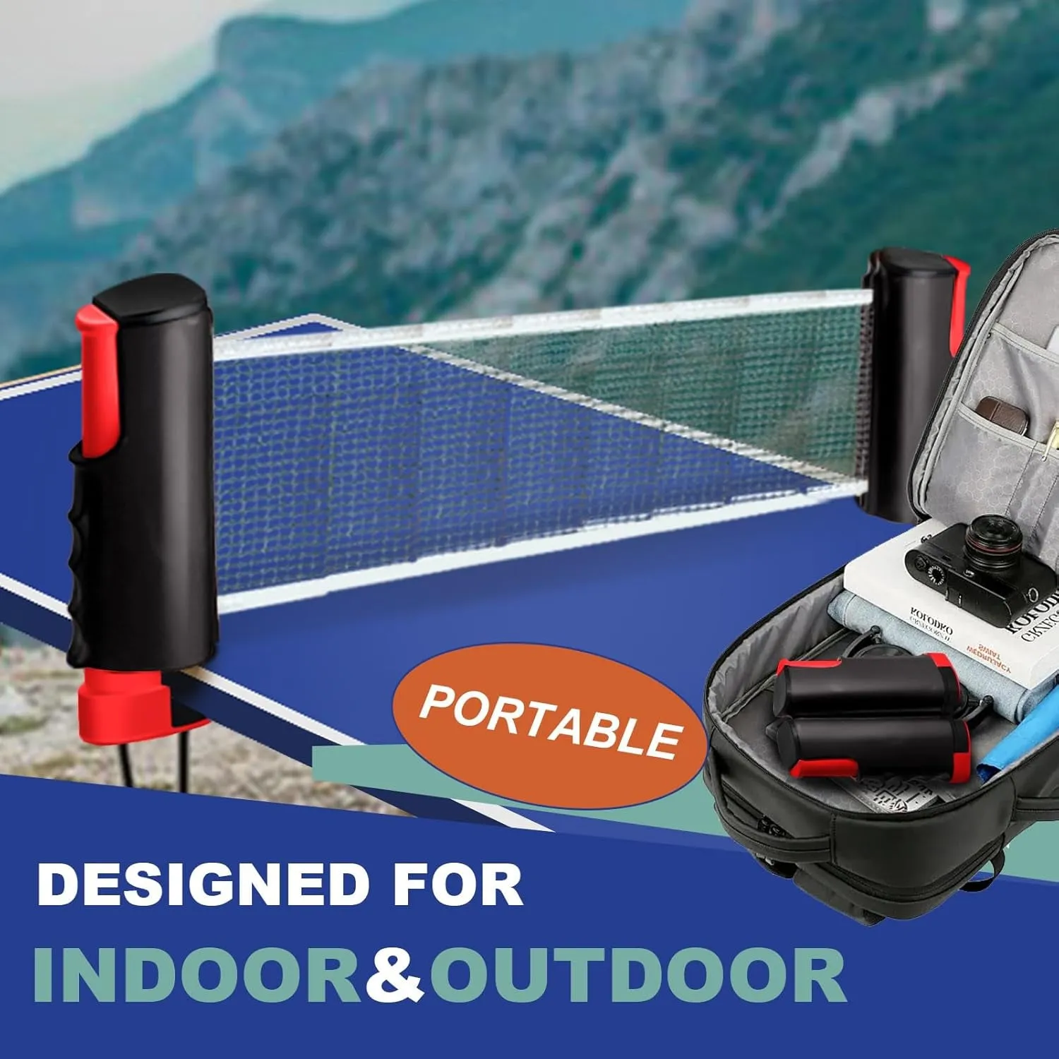 Retractable Ping Pong Net – 72" Table Tennis Net with Clamps Portable Ping Pong Net for Any Table and and Easy Setup Ping Pong Equipment Replacement Net for Ping Pong Tables