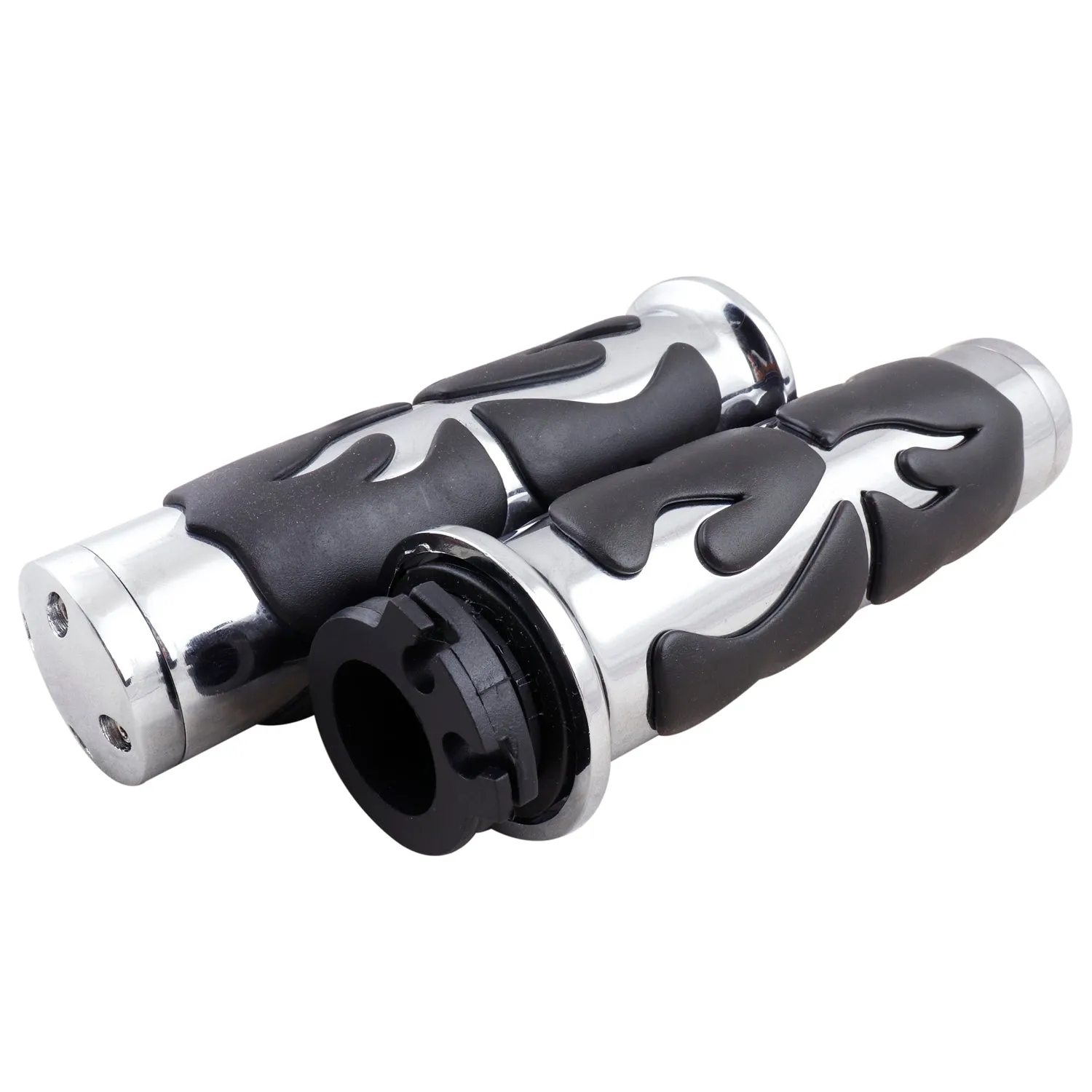 R.J.VON Molded Rubber Hand Handlebar Grips Grip Black/Silver