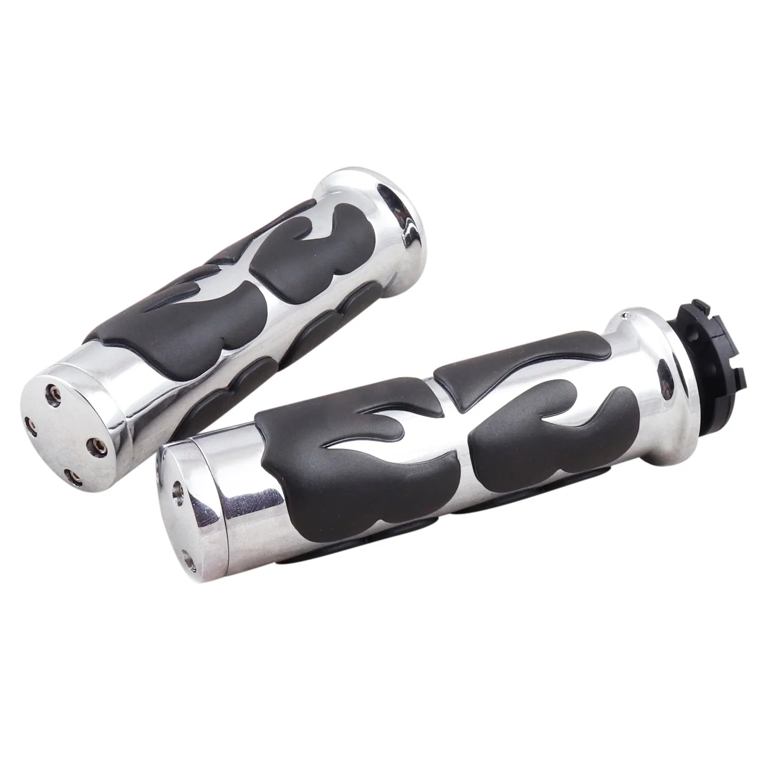 R.J.VON Molded Rubber Hand Handlebar Grips Grip Black/Silver