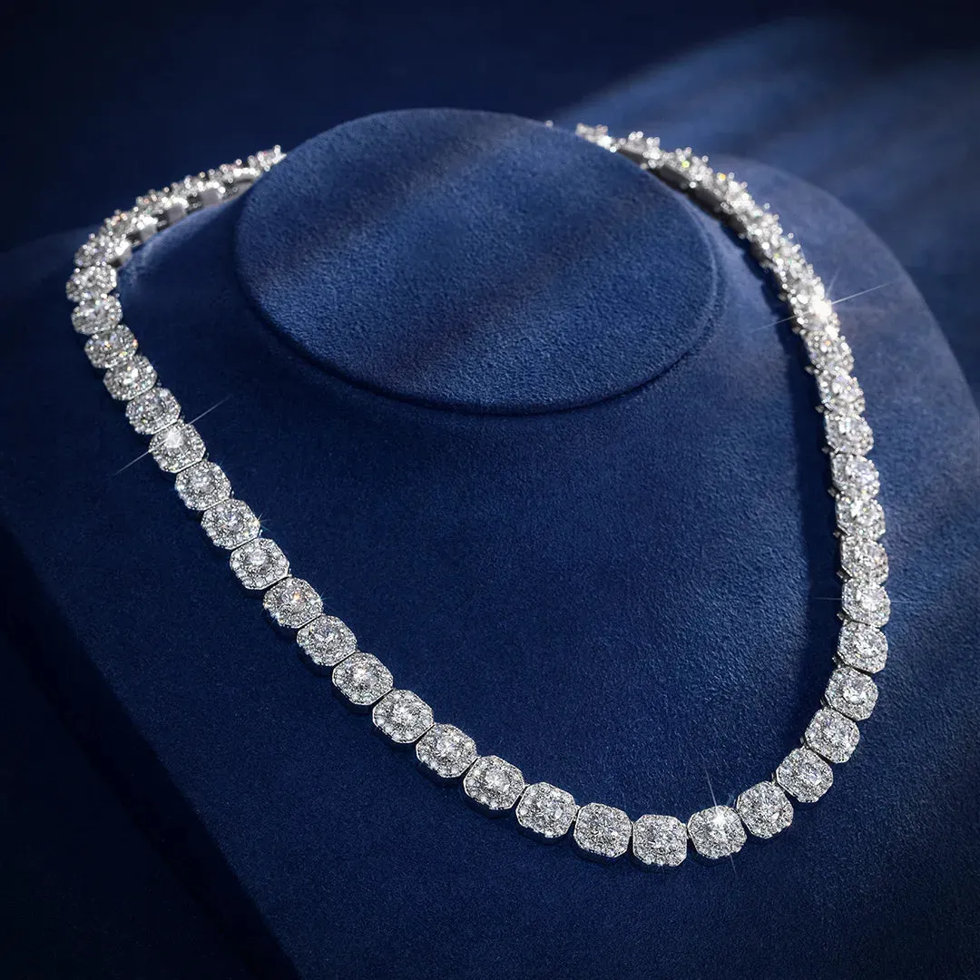 S925 VVS1 Moissanite Diamond Cluster Tennis Chain - 10mm