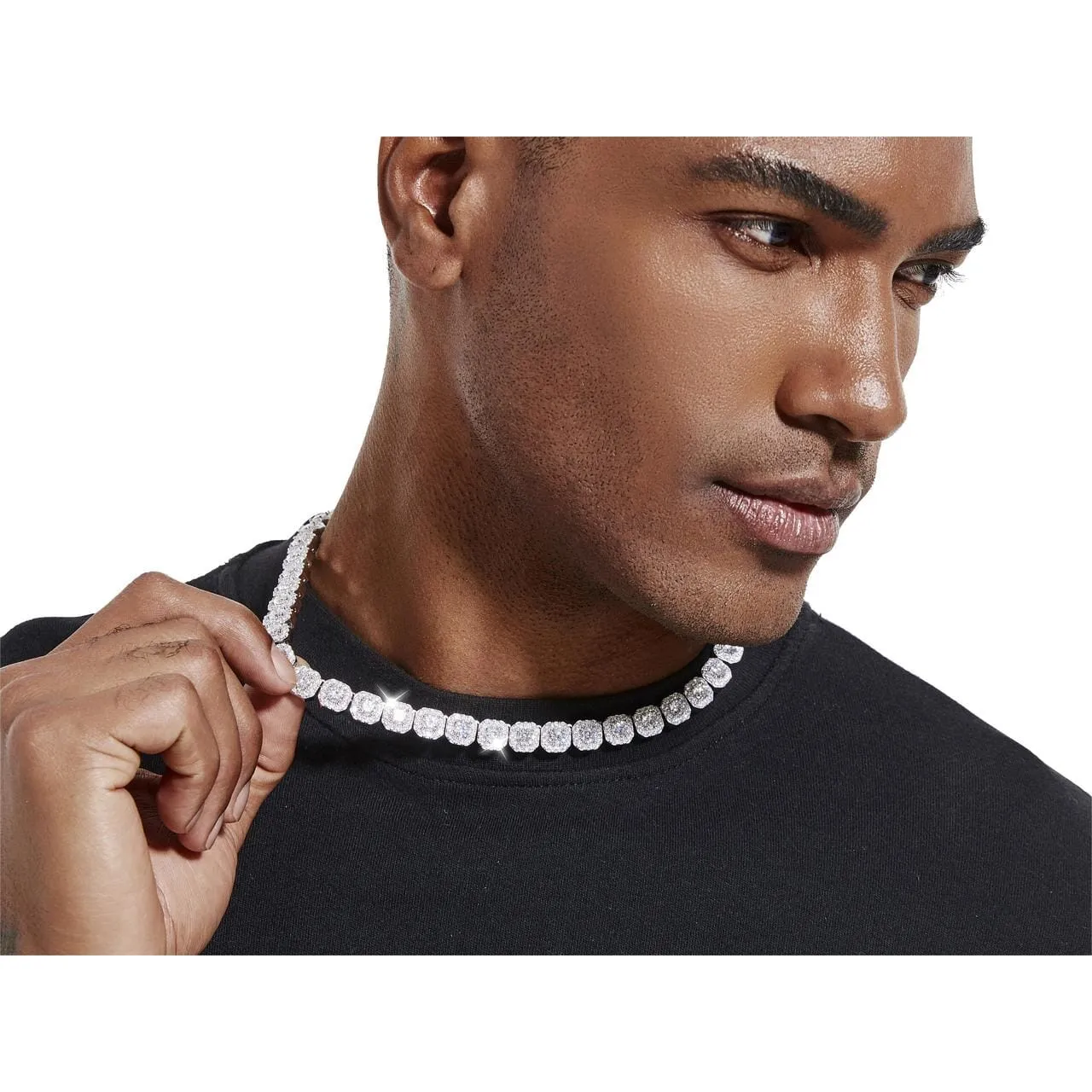 S925 VVS1 Moissanite Diamond Cluster Tennis Chain - 10mm