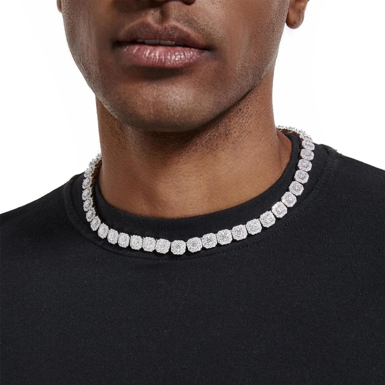 S925 VVS1 Moissanite Diamond Cluster Tennis Chain - 10mm