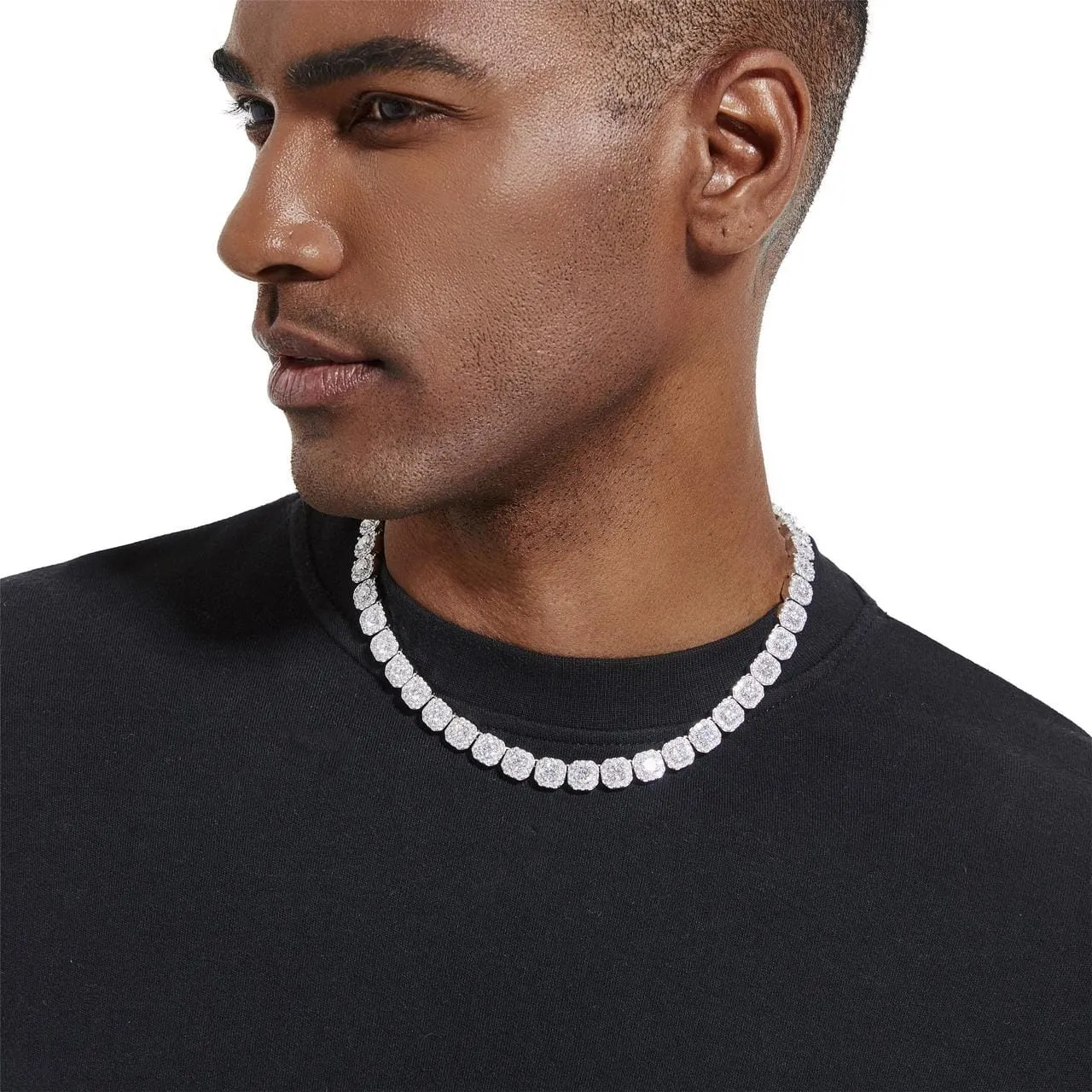 S925 VVS1 Moissanite Diamond Cluster Tennis Chain - 10mm