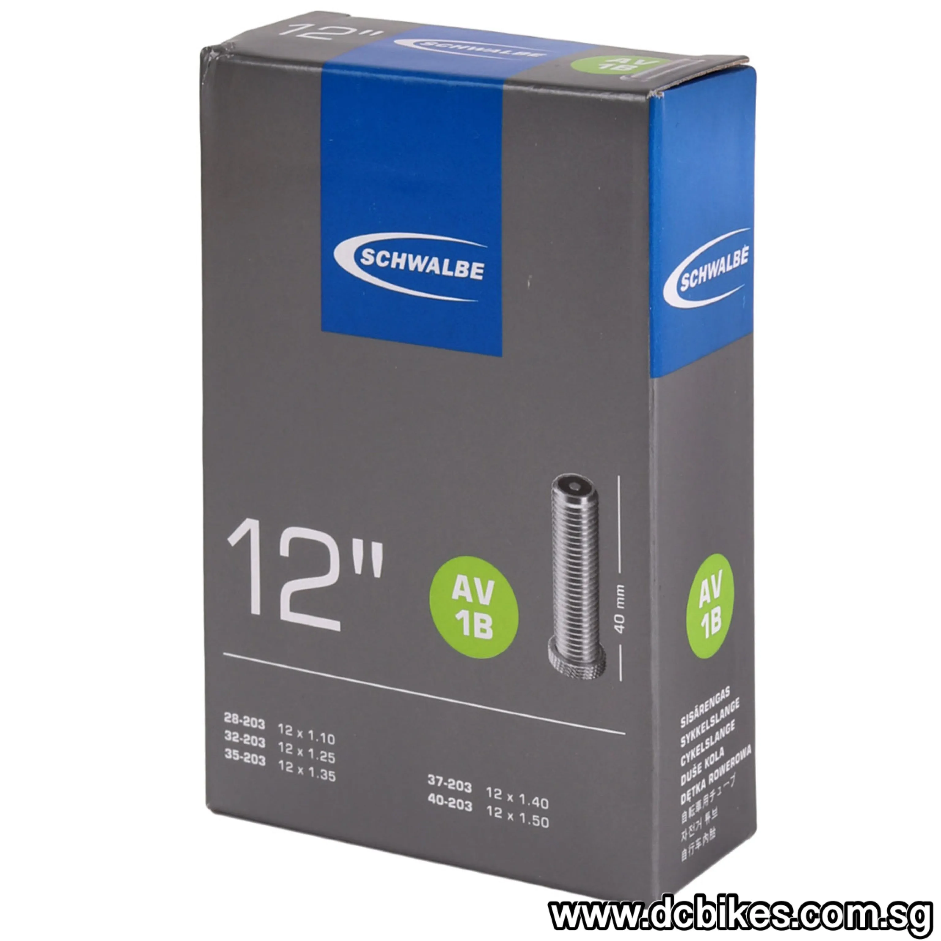 Schwalbe 12 X 1.25 - 1.5 Schrader Inner Tube For 12" Inch Kids Balance Bicycle Etc - Etrto : 32/40-203 AV1B (1 Tube)