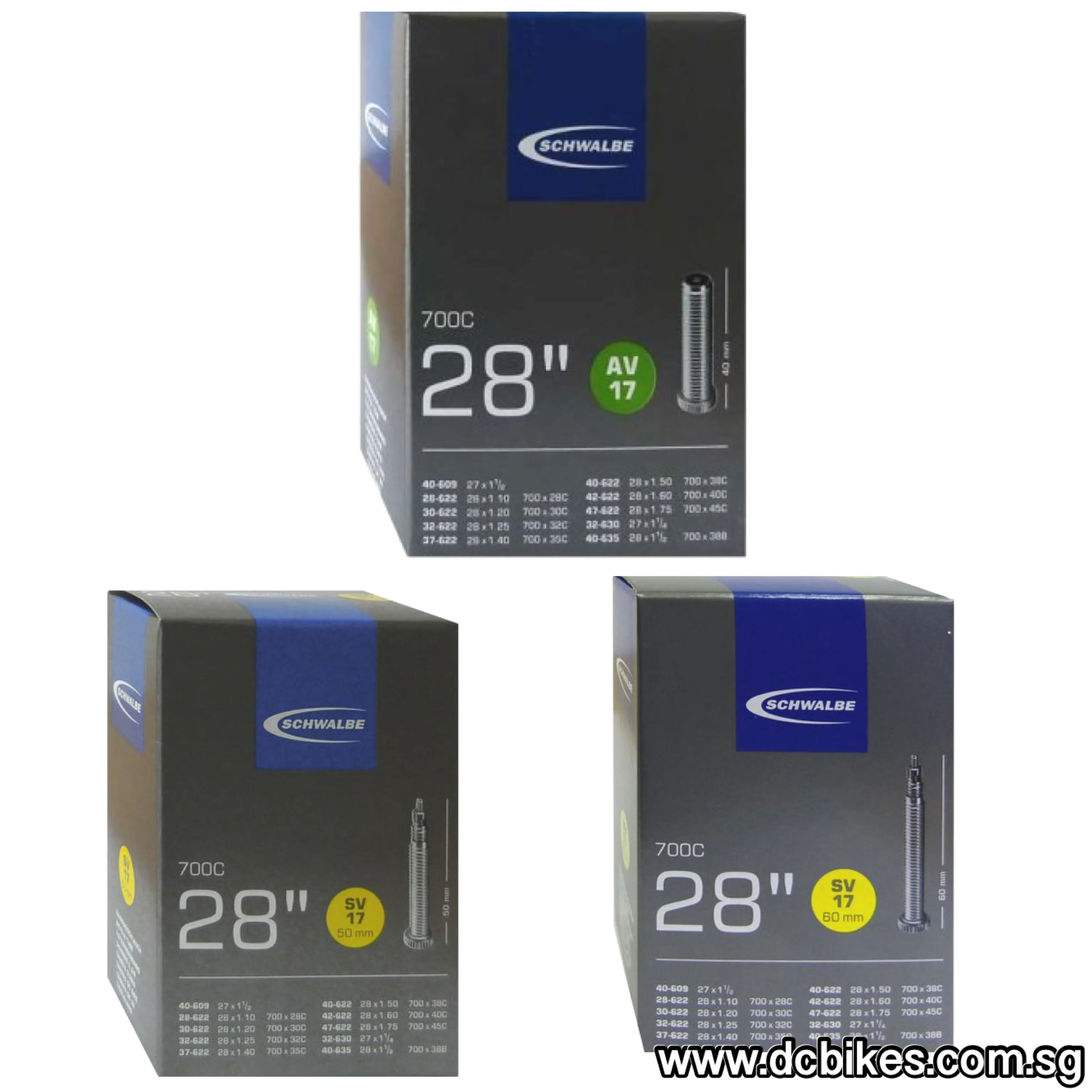 Schwalbe 28'' | 29 X 1.1 - 1.75 | 700c X 28C - 38B Schrader 40mm | 50mm | 60mm Presta Inner Tube SV17 AV17