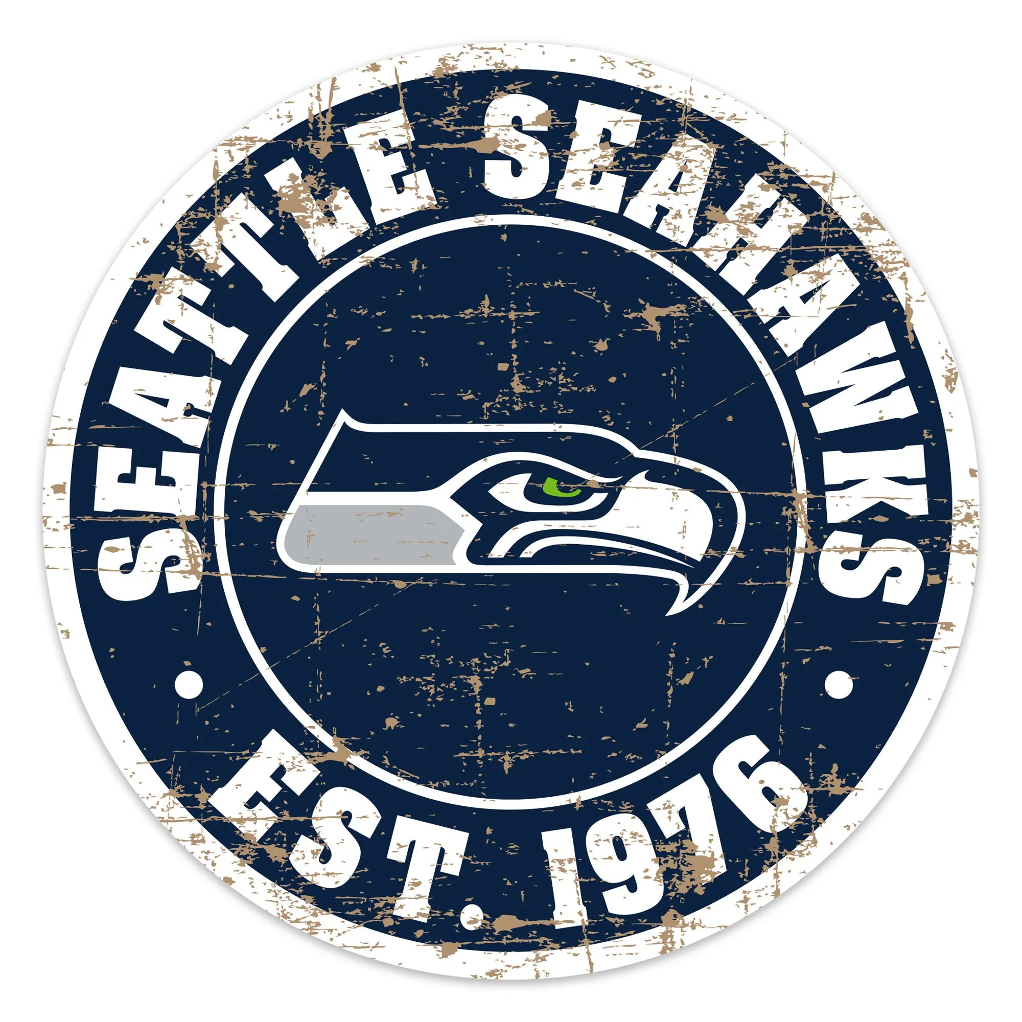 Seattle Seahawks 22" Round PVC Distressed Logo Wall Sign