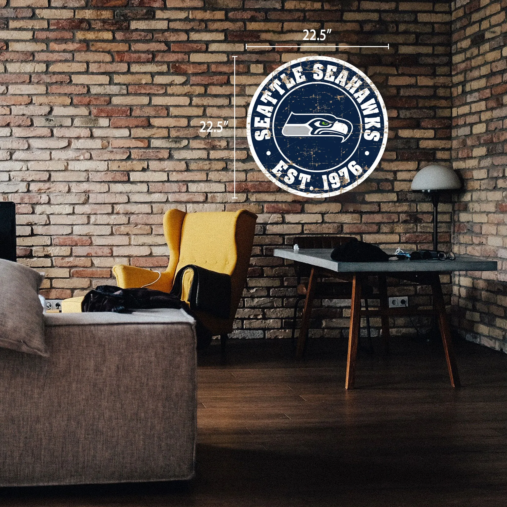 Seattle Seahawks 22" Round PVC Distressed Logo Wall Sign
