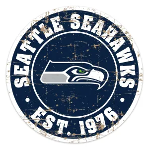 Seattle Seahawks 22" Round PVC Distressed Logo Wall Sign