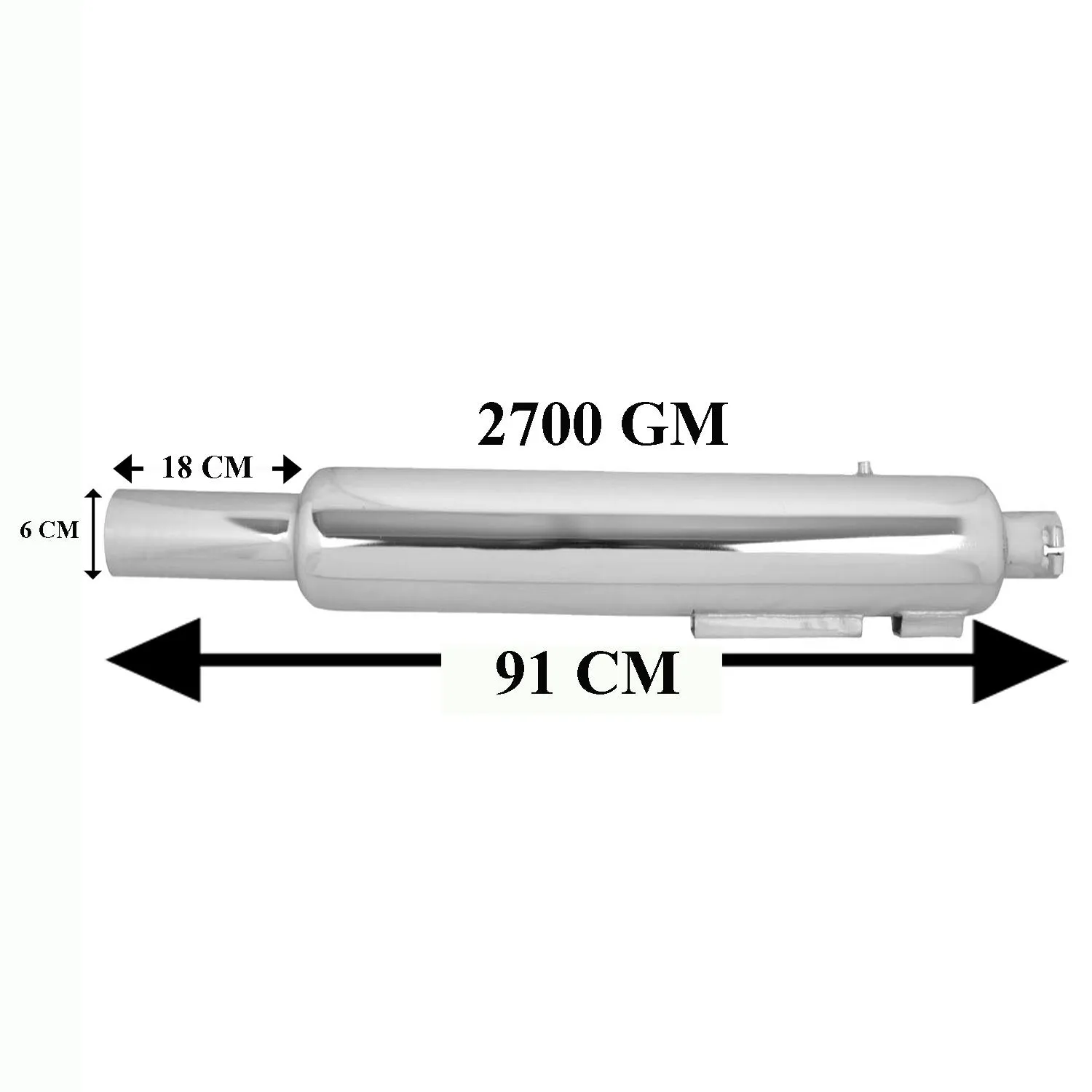 SILMAN Long Bottle  Big Mouth Empty Long Punjabi Silencer Exhaust with Bush Compatible for  Royal Enfield Bullet Classic/Electra/Standard 350 & 500cc BS3,BS4&BS6 Model(Chrome)