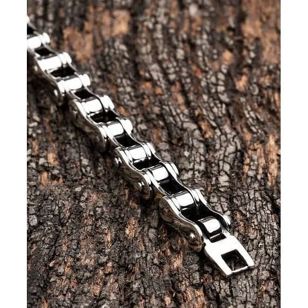 Small Sterling Silver Bike Chain Bracelet