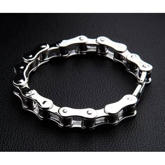 Small Sterling Silver Bike Chain Bracelet