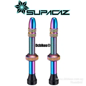 Supacaz Oil Slick Tubeless 50mm Presta Star Valves   5 Grommets