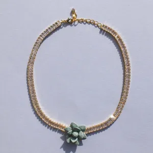 Tennis Chocker Retro Style Necklace with Hand-Sewn Roman Light Mint Lily Flower