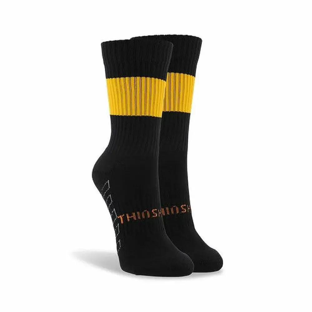 ThinSkins Short Football Socks - Black - Gold Hoop