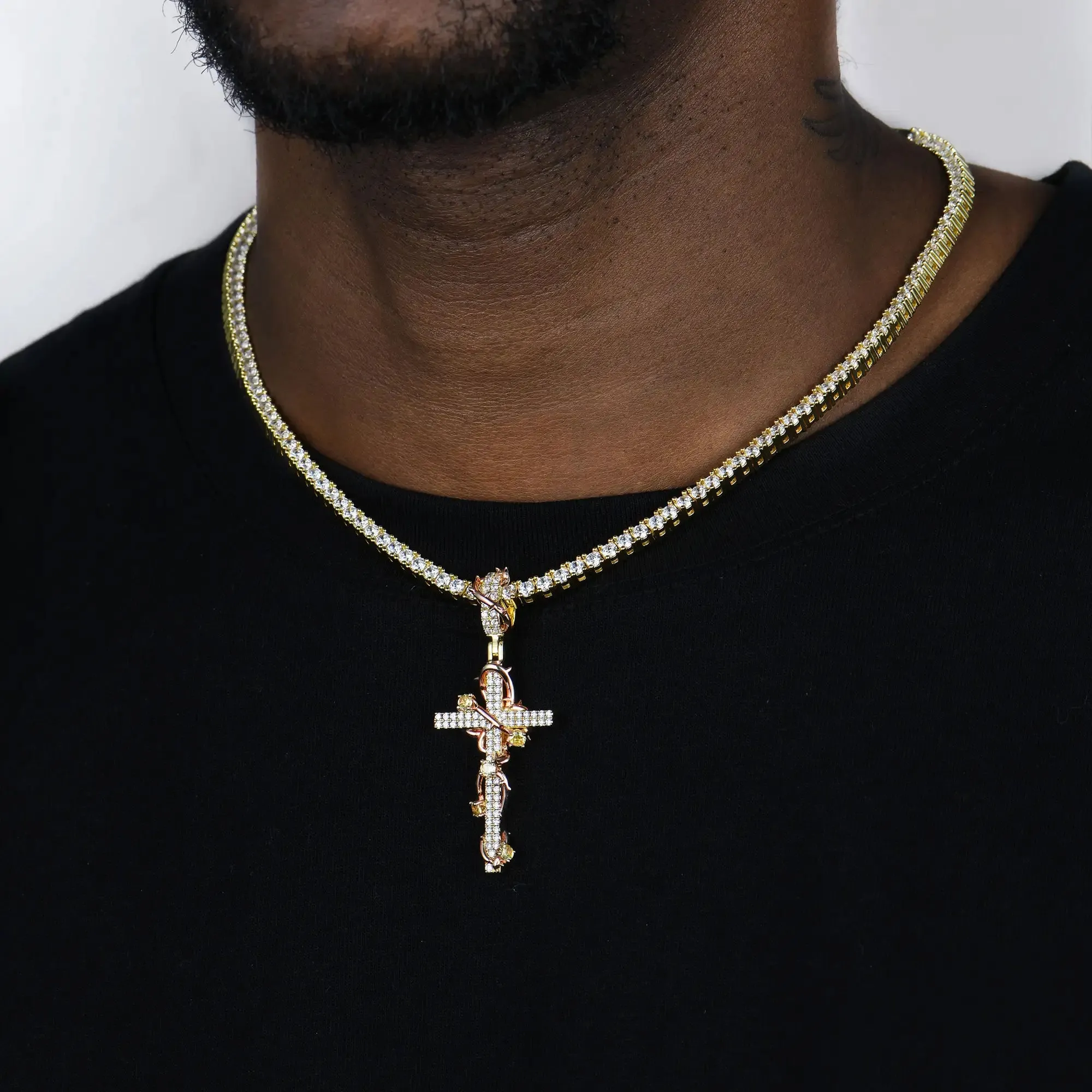 Thorned Rose Cross Pendant