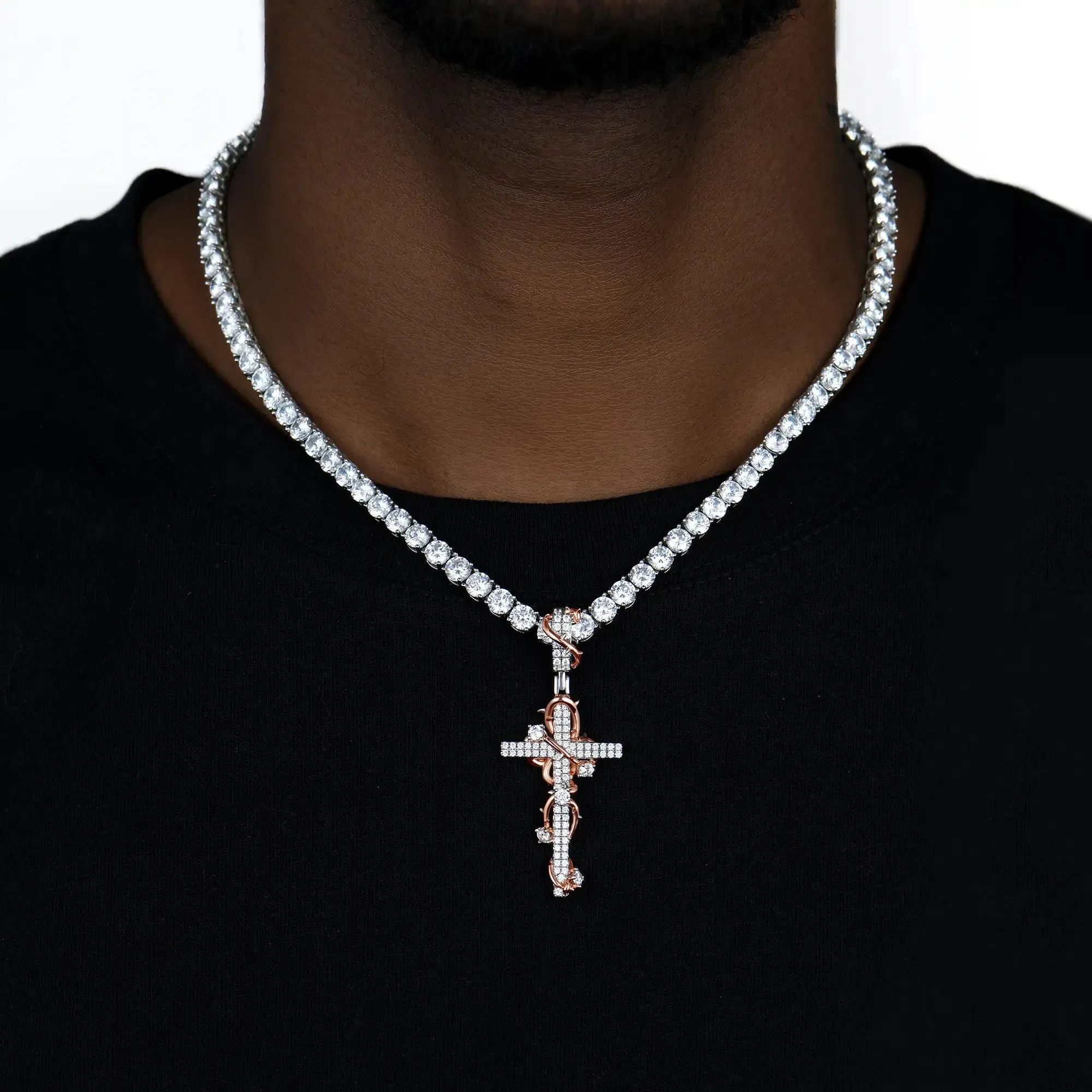 Thorned Rose Cross Pendant