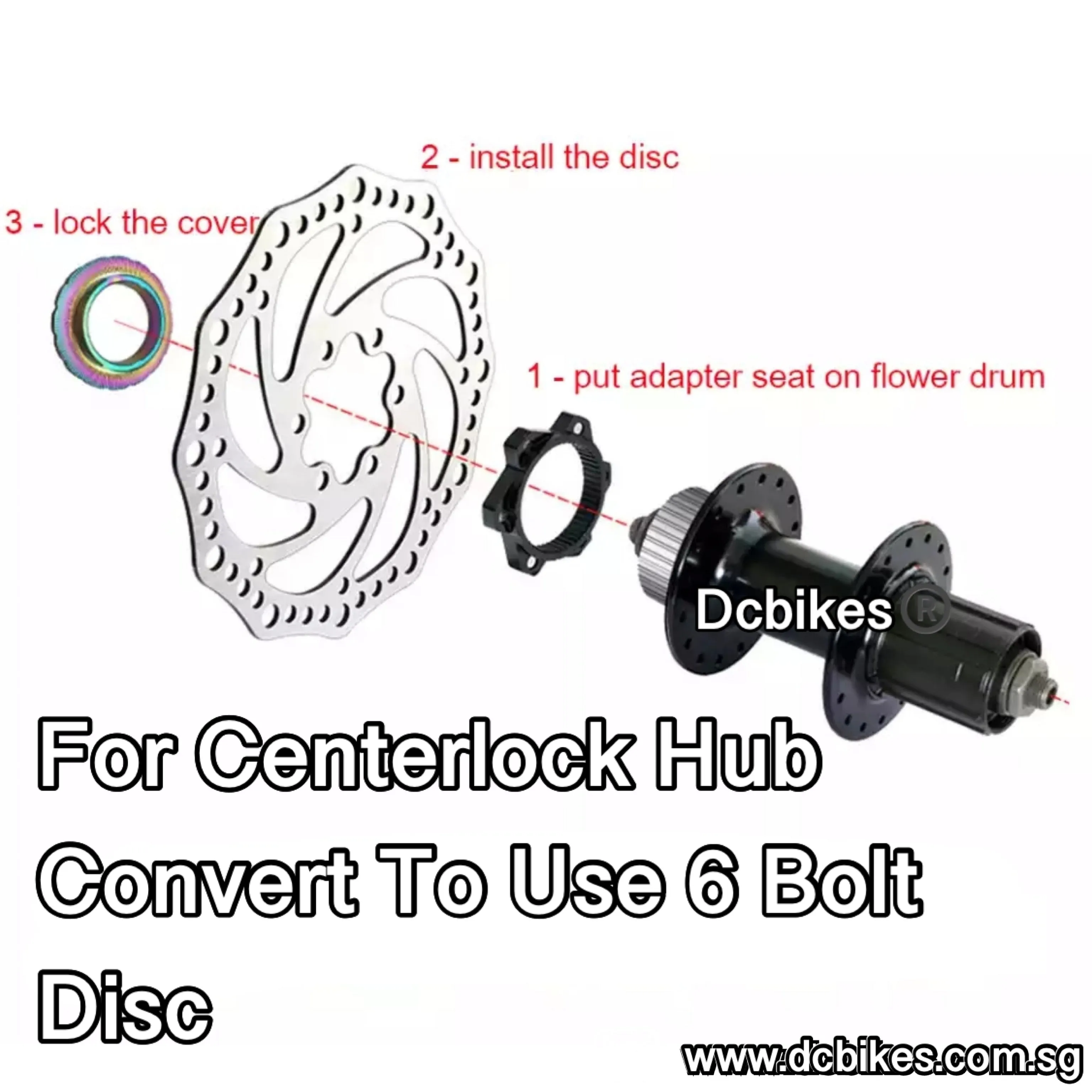 Thru Axle Disc Brake Centerlock Hub To 6 Bolts Disk Rotor Adapter Conversion Kit (1 Piece) 