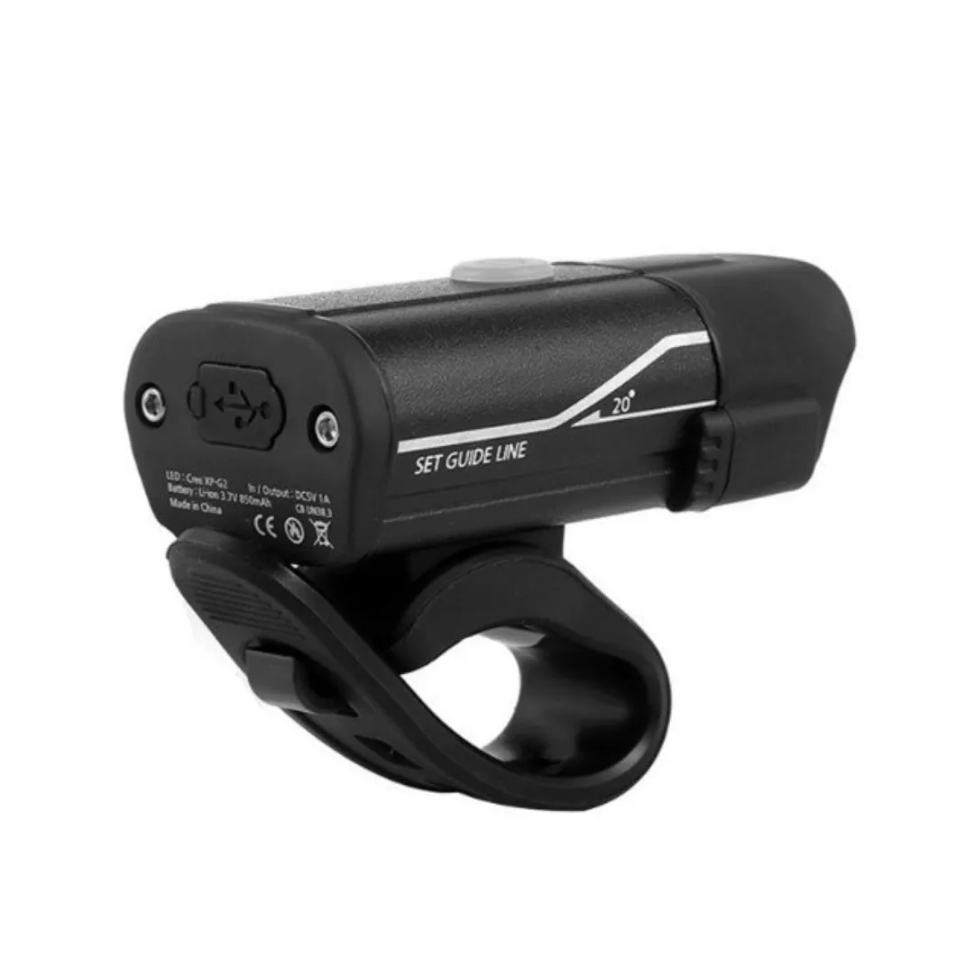 USB Rechargeable 350 Lumens Front Light Outdoor Weatherproof Handlebar LED Lamp 5 Modes Headlight
