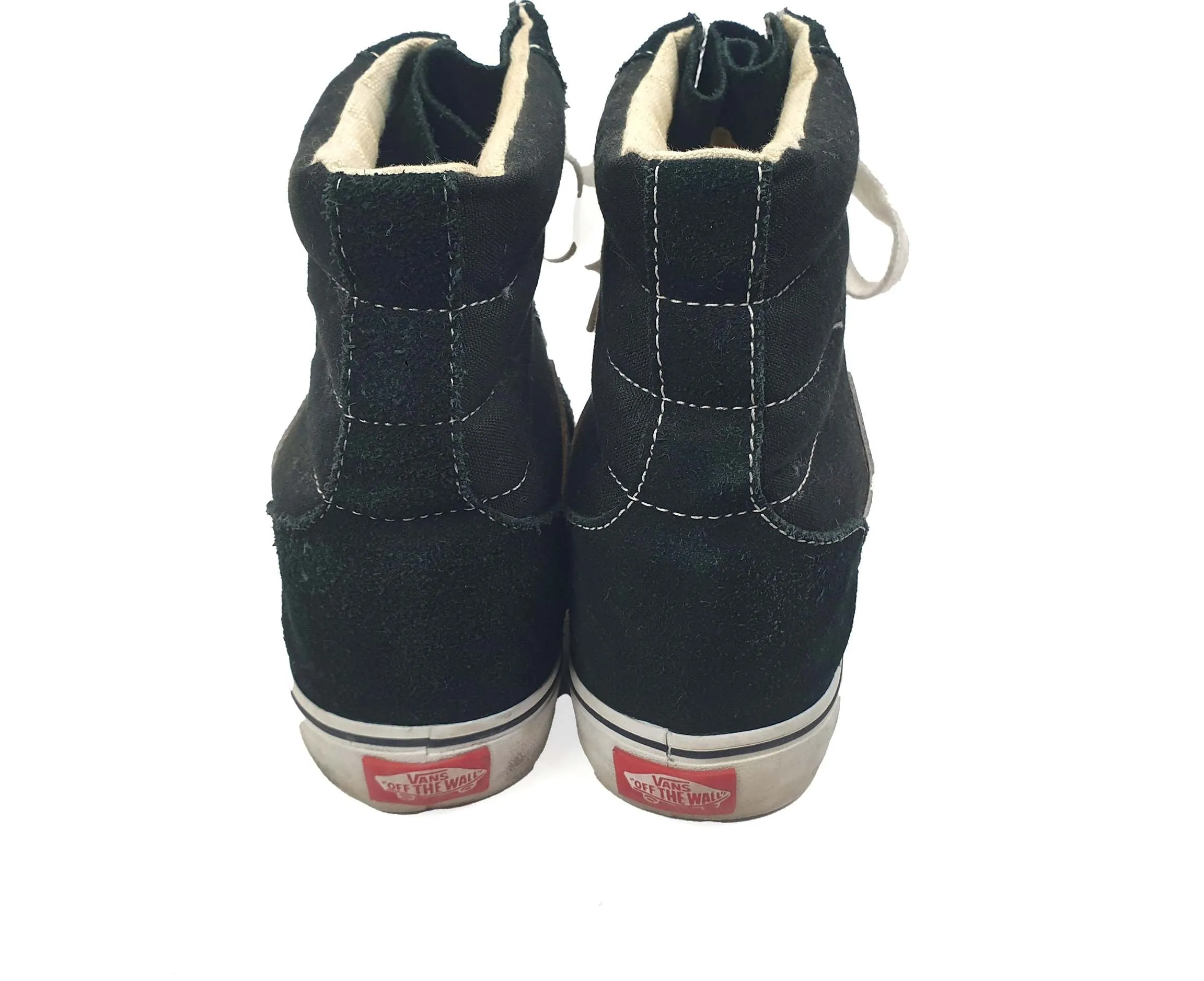 Vans black and white wedge high top shoes size 10.5