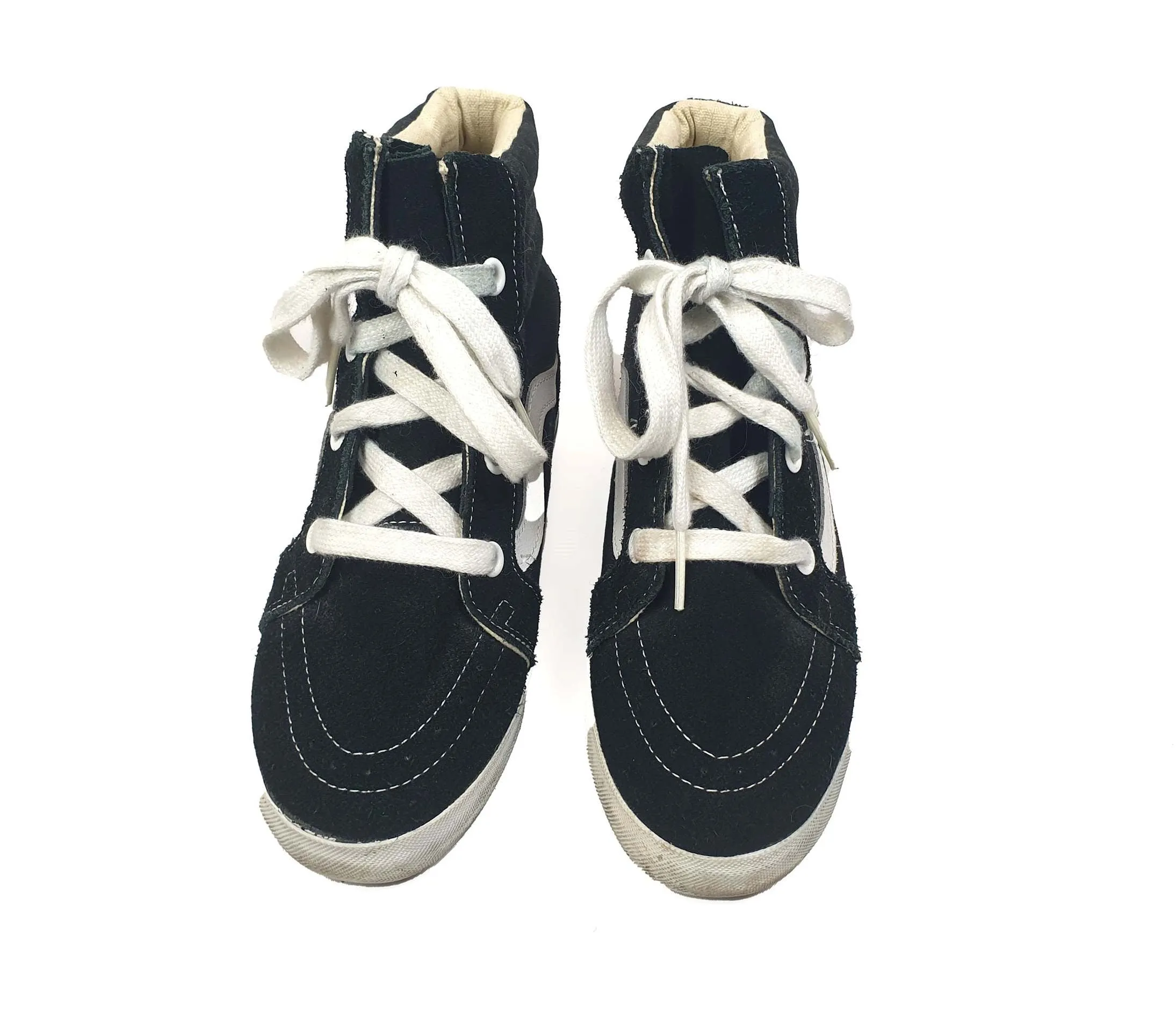 Vans black and white wedge high top shoes size 10.5
