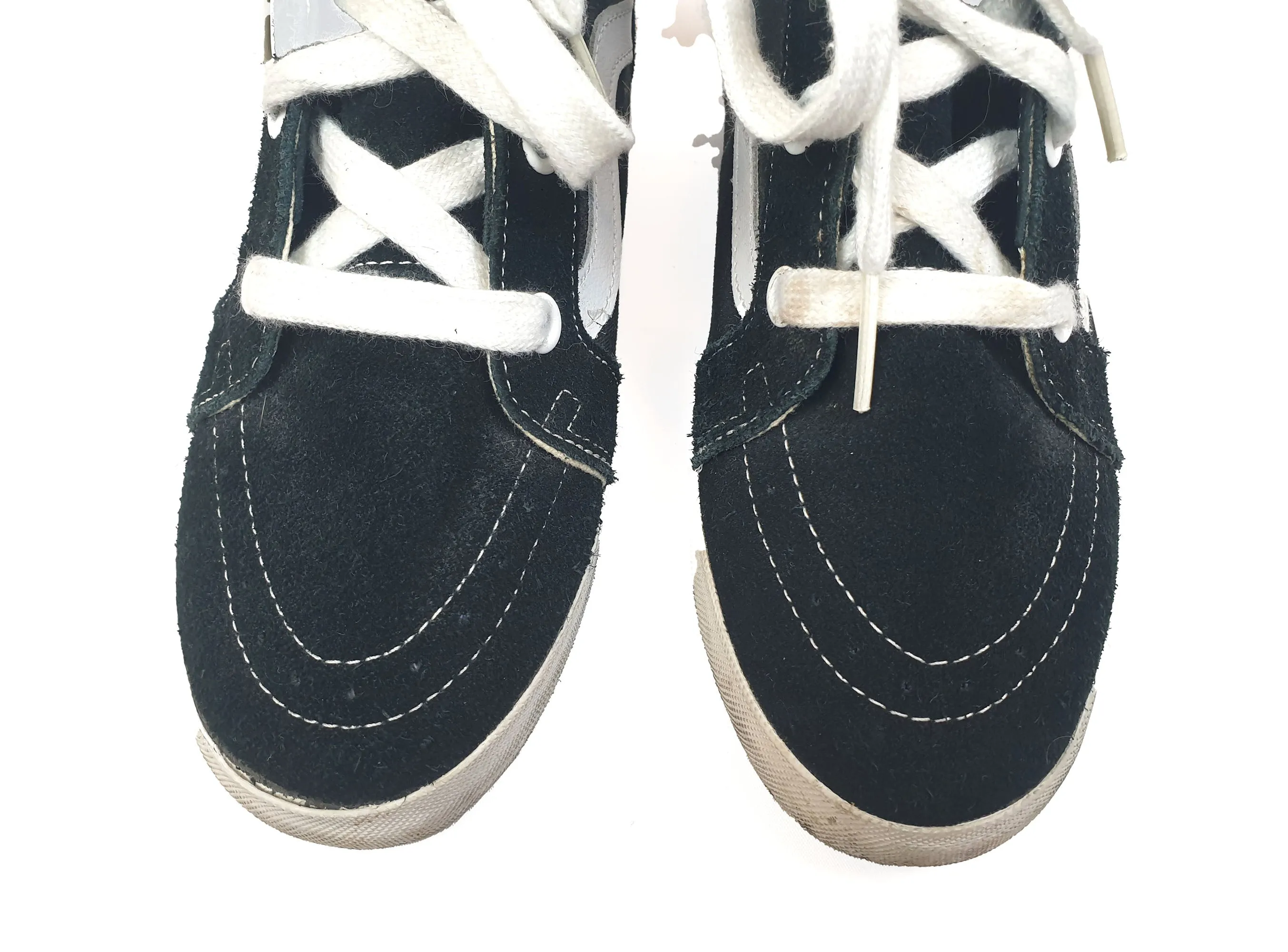 Vans black and white wedge high top shoes size 10.5
