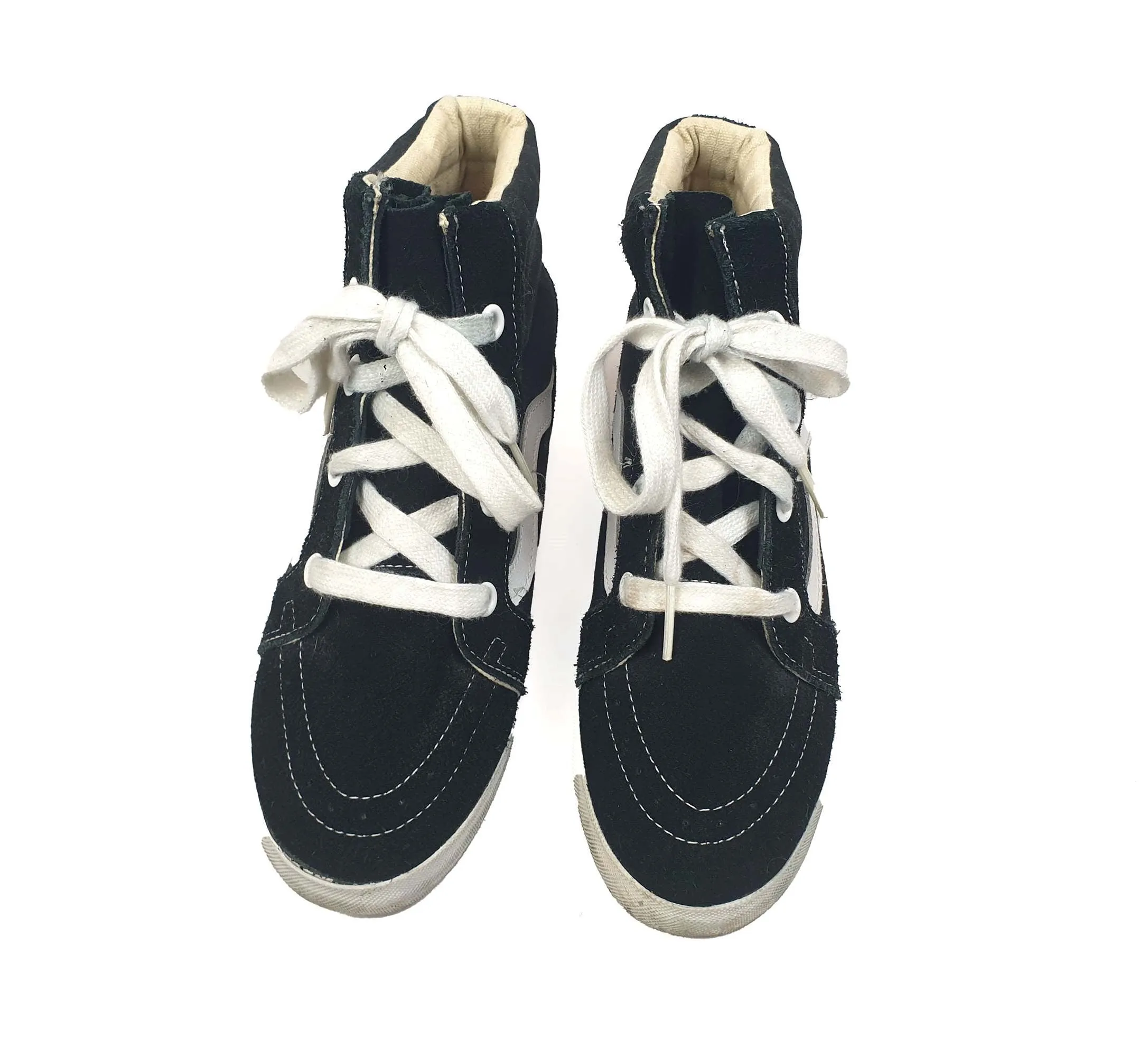 Vans black and white wedge high top shoes size 10.5