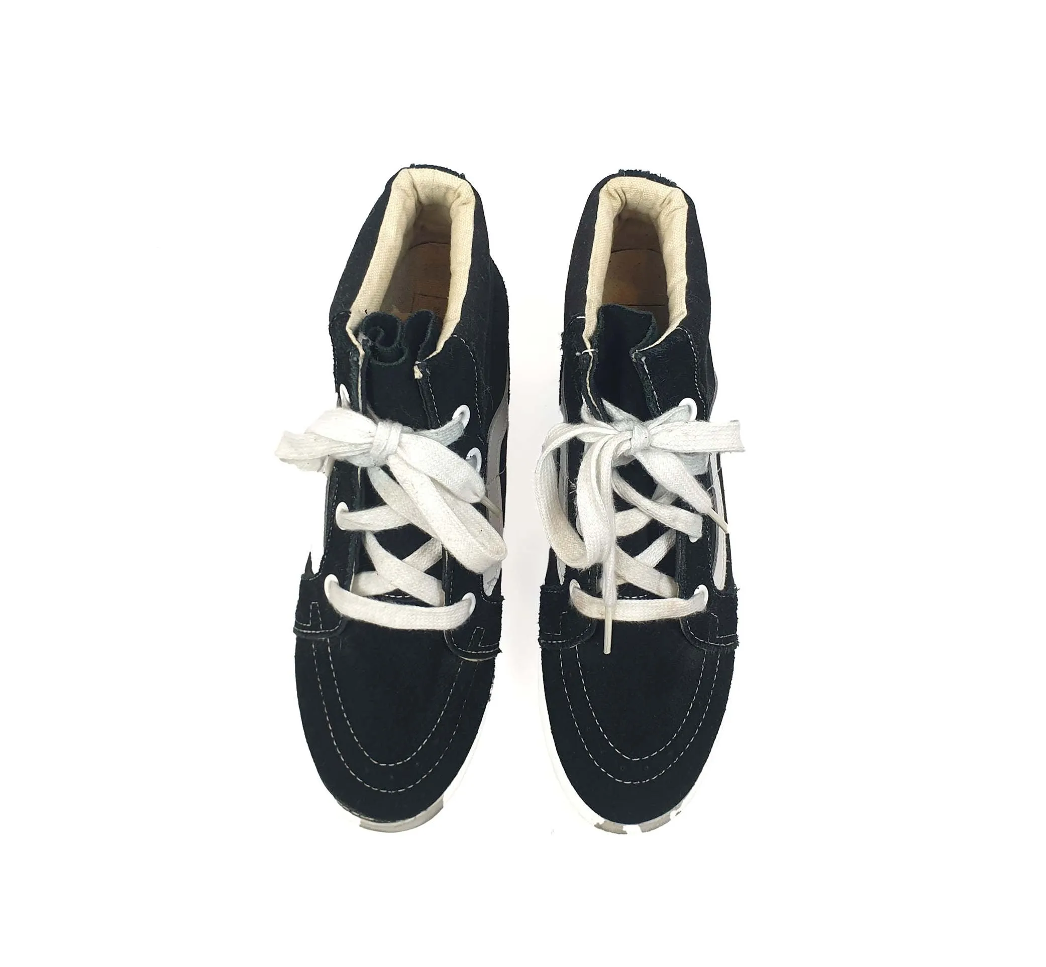 Vans black and white wedge high top shoes size 10.5